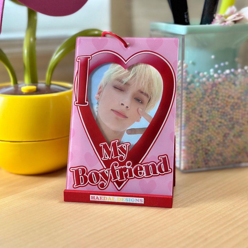 I Heart My Boyfriend Acrylic Photocard Holder Keychain